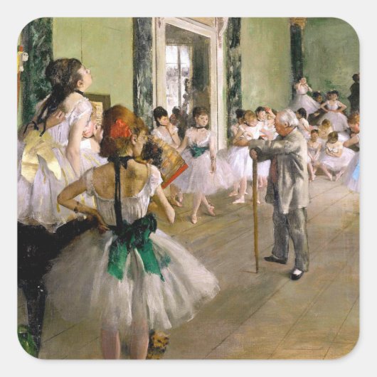Edgar Degas de dansklasse Vierkante Sticker (Voorkant)