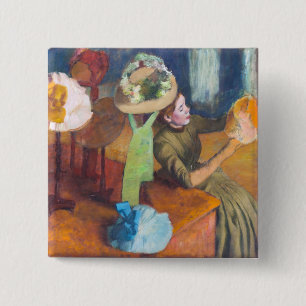 Edgar Degas - De Millinery Shop Vierkante Button 5,1 Cm