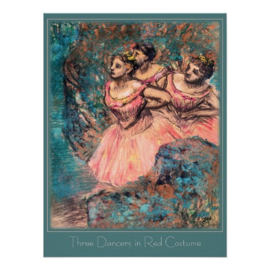 Edgar Degas Drie dansers in Red CC0390 Perfect Poster (Voorkant)