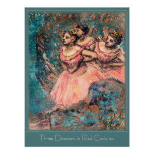 Edgar Degas Drie Dansers in Rode CC0390 Perfect Poster
