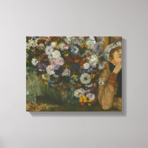 Edgar Degas - Een vrouw die naast een Vaas zit Canvas Afdruk