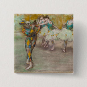 Edgar Degas - Harlequin Dance Vierkante Button 5,1 Cm