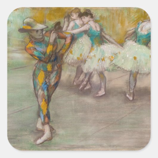 Edgar Degas - Harlequin Dance Vierkante Sticker (Voorkant)
