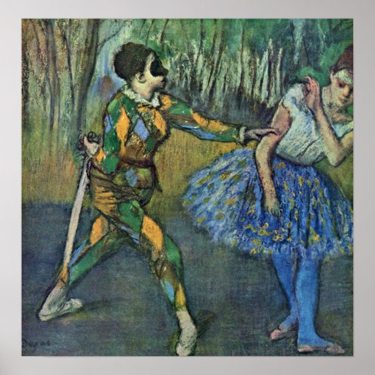 Edgar Degas - Harlequin en Columbine Poster (Voorkant)