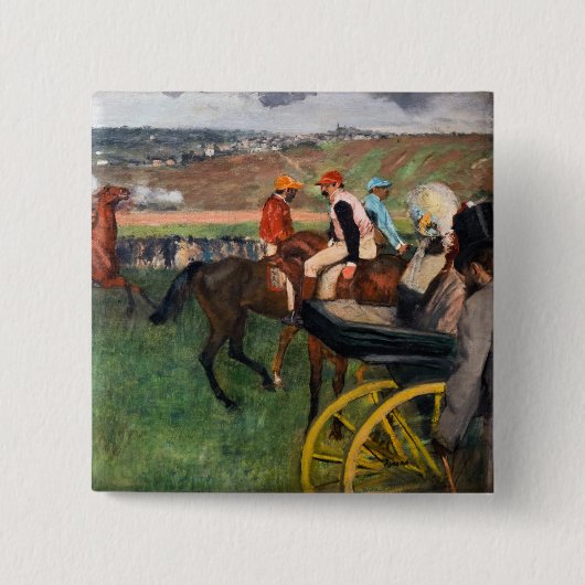Edgar Degas - In de Reizen Vierkante Button 5,1 Cm (Voorkant)