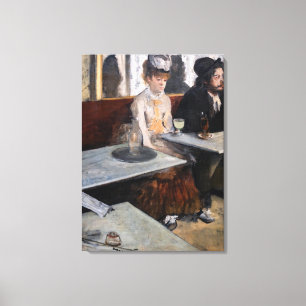 Edgar Degas - in een cafe / de Absinthe Canvas Afdruk
