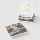 Edgar Degas - in een cafe / de Absinthe Stenen Onderzetter (Zijkant)