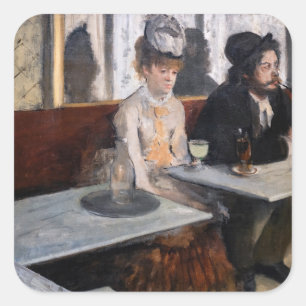 Edgar Degas - in een cafe / de Absinthe Vierkante Sticker