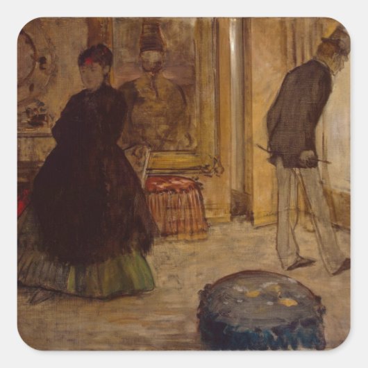 Edgar Degas | Interior with Two Figures, 1869 Vierkante Sticker (Voorkant)