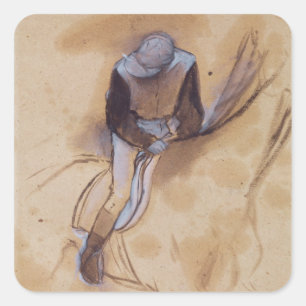 Edgar Degas   Jockey gebogen voorwaarts staand Vierkante Sticker