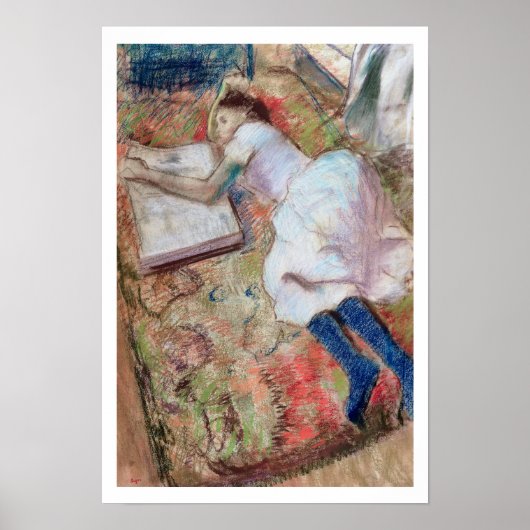 Edgar Degas | Lezer Lying Down, c.1889 Poster (Voorkant)