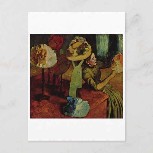 Edgar Degas - Mode Product 1885 Vrouw Pet Briefkaart (Voorkant)