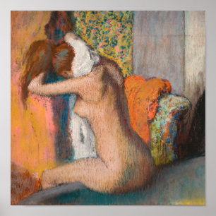 Edgar Degas - Na het bad, vrouw droogt haar nek af Poster