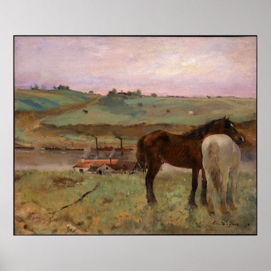 Edgar Degas-paarden in een weide Poster (Voorkant)