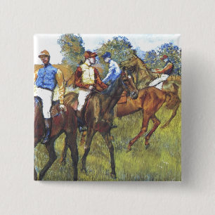 Edgar Degas - Race Horses Jockey Trees Rennpferde Vierkante Button 5,1 Cm