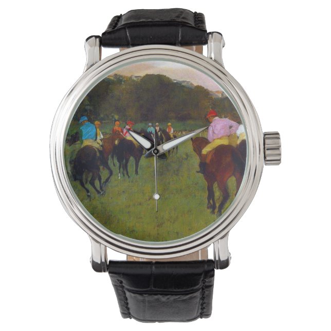 Edgar Degas Race Paarden in Longchamp Horloge (Voorkant)