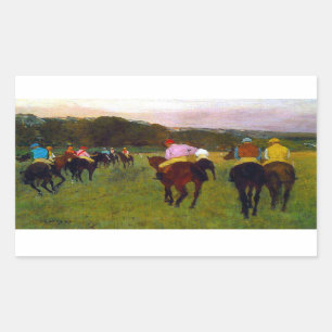 Edgar Degas Race Paarden in Longchamp Rechthoekige Sticker