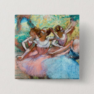 Edgar Degas - Vier Ballerinas in Stage Vierkante Button 5,1 Cm