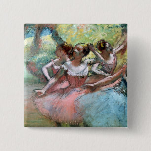 Edgar Degas Vier ballerinas op het podium Vierkante Button 5,1 Cm