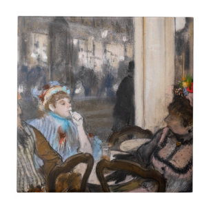 Edgar Degas - Vrouwen op een caféterras in de avon Tegeltje