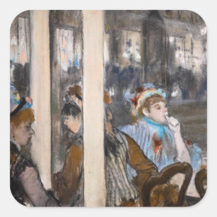 Edgar Degas - Vrouwen op een caféterras in de avon Vierkante Sticker