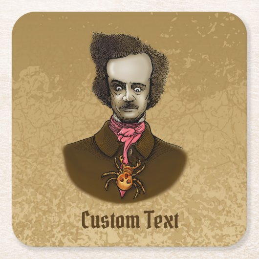 Edgar met Gold Bug Vierkante Kartonnen Onderzetter (Voorkant)