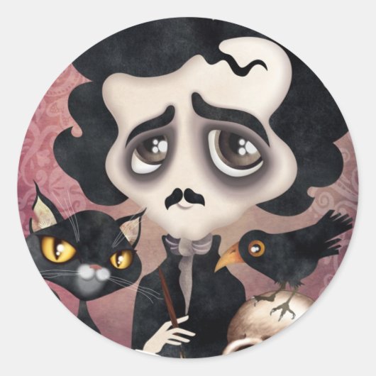 Edgar Poet Ronde Sticker (Voorkant)