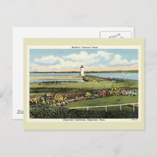 Edgartown Lighthouse Martha's Vineyard c1925 Postc Briefkaart (Voorkant / Achterkant)