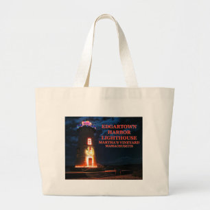 Edgartown Lighthouse, Martha's Vineyard MA Canvas  Grote Tote Bag