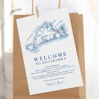 Edgartown MA Wedding Welkom Reisschema Marine Blau