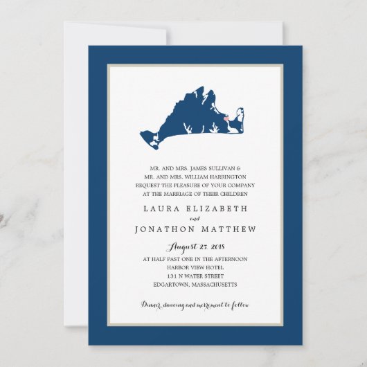 EDGARTOWN Marthas Vineyard Blue Map | Weddenschap Kaart (Voorkant)