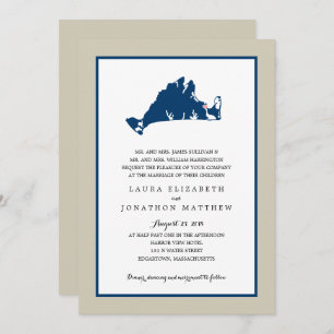EDGARTOWN Marthas Vineyard Blue Map Weddenschap Kaart