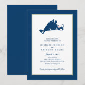 EDGARTOWN Marthas Vineyard Blue Map Wedding Invita Kaart (Voorkant / Achterkant)