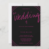 Edge Line Black en Pink Wedding Kaart (Voorkant)