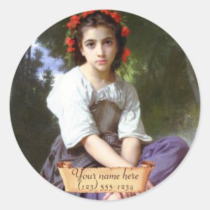 "Edge of the brook" Pre-Raphaelite Bookplate Ronde Sticker