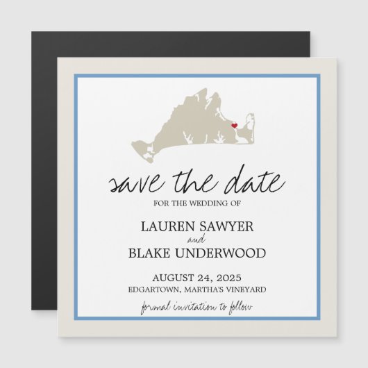 Edgertown Martha's Vineyard Wedding Save the Date Magnetische Uitnodiging (Voorkant / Achterkant)