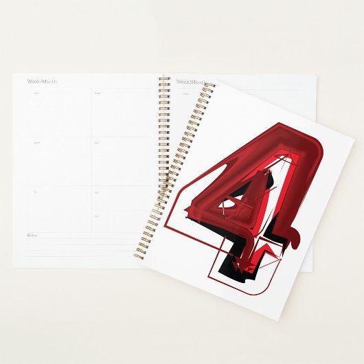Edgy Abstract Rood en Zwart Nummer 4 Planner