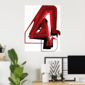 Edgy Abstract Rood en Zwart Nummer 4 Poster (Thuiskantoor)