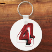 Edgy Abstract Rood en Zwart Nummer 4 Sleutelhanger (Voorkant)