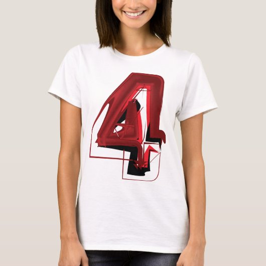 Edgy Abstract Rood en Zwart Nummer 4 T-shirt (Voorkant)