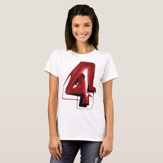 Edgy Abstract Rood en Zwart Nummer 4 T-shirt (Voorkant volledig)