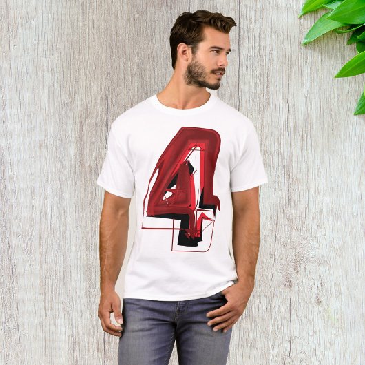 Edgy Abstract Rood en Zwart Nummer 4 T-shirt