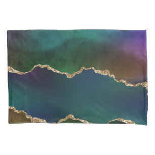 Edgy Agate Donkere Moody Jewel Tone Blauwgroen Kussensloop