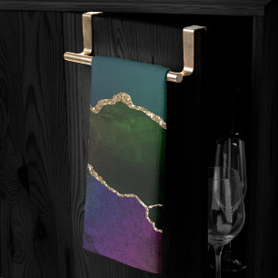 Edgy Agate Donkere Moody Jewel Tone Mystic Blauw Theedoek