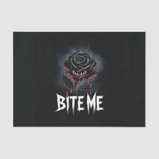 Edgy 'Bite Me' Gothic Roos Design Tissuepapier (Voorkant)