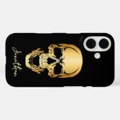 Edgy Black & Gold Skull Pattern Aangepaste naam Case-Mate iPhone Case (Achterkant (horizontaal))