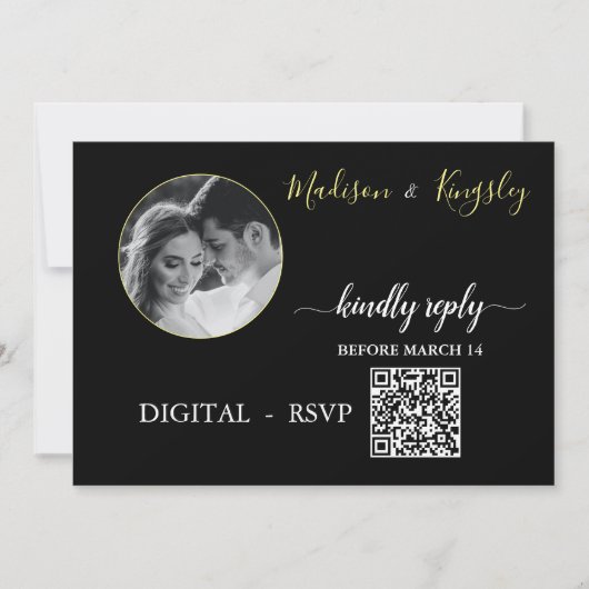 Edgy Black Photo Monogramme Fab DIGITAL CARTE RSVP (Devant)