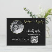 Edgy Black Photo Monogramme Fab DIGITAL CARTE RSVP (Debout devant)
