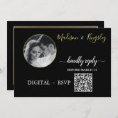 Edgy Black Photo Monogramme Fab DIGITAL CARTE RSVP (Devant / Derrière)