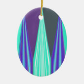 Edgy Blauw Paarse Cyaan Chevron Art Print Keramisch Ornament (Voorkant)